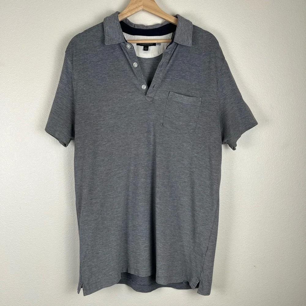 Banana Republic Mens Polo Large Grey Casual Front‎ Pocket Golf Outdoor Preppy